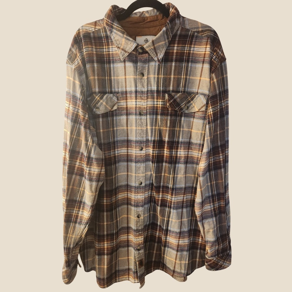Legendary Whitetails Mens Plaid Flannel Brown 2XT Outdoor Gorpcore Grandpacore